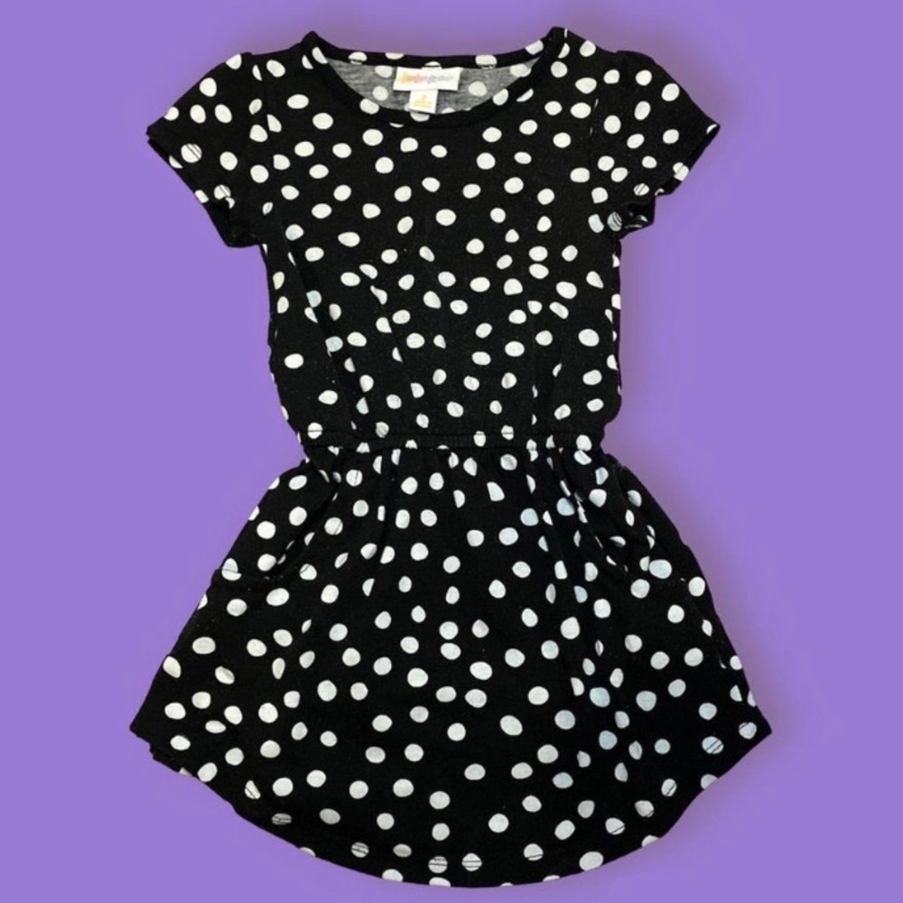 LuLaRoe Girls Dress Size 2. Black with white polka dots!